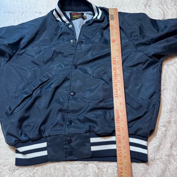 Vintage Pla-Jac Dunbrooke Navy Bomber Jacket | USA Made 70s 80s Varsity 40 M-L - Picture 4 of 5